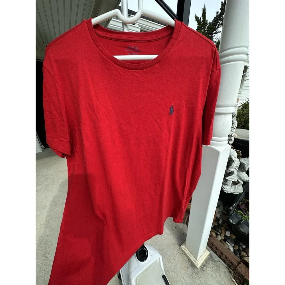 Polo Ralph Lauren Size L Large CREWNECK Cotton T- Shirt‎ Men's Color Red